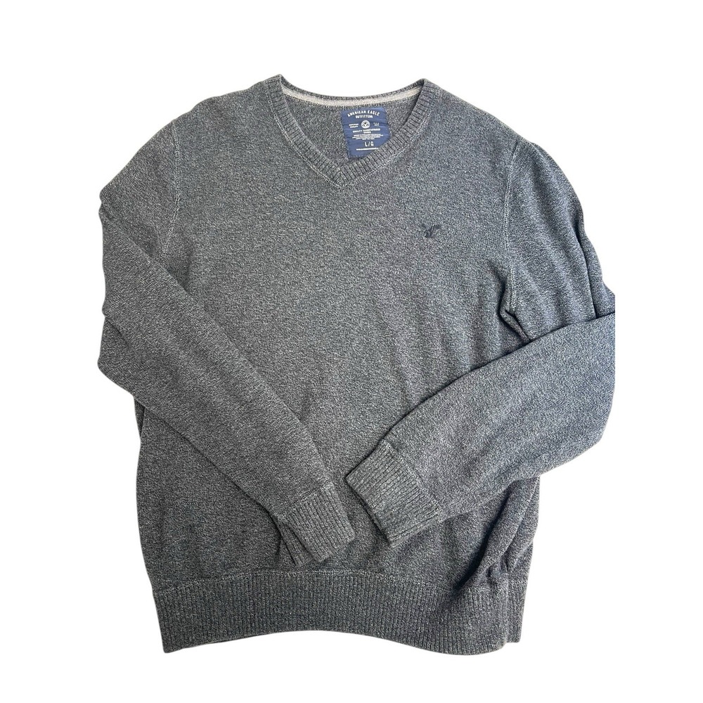 American Eagle Sweater Mens Size L‎ Athletic Fit Pullover Long Sleeve Gray